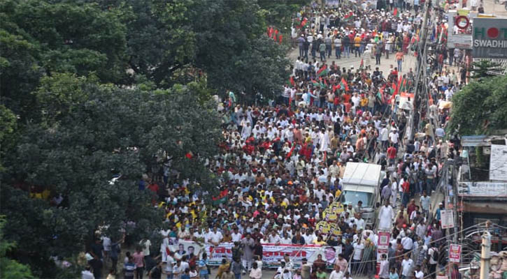 গণঅভ্যুত্থানের বর্ষপূর্তিতে বিএনপির বিজয় র‌্যালি পৌঁছেছে শাহবাগে